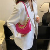 Crocodile Pattern Half Moon Chain Shoulder Bag