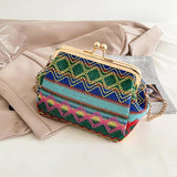 Autumn Straw Woven Bag National Style Single Shell Clip Bag