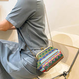 Autumn Straw Woven Bag National Style Single Shell Clip Bag