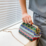 Autumn Straw Woven Bag National Style Single Shell Clip Bag