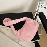 Plush Hobos Shoulder Bags Winter Furry Clutch Purse Handbag