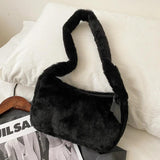 Plush Hobos Shoulder Bags Winter Furry Clutch Purse Handbag