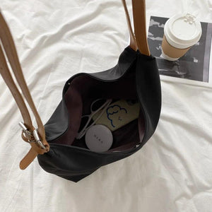 Large Capacity Canvas Shoulder Bag for Women Solid Vintage Tote Bag