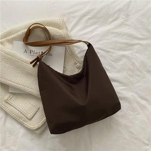 Large Capacity Canvas Shoulder Bag for Women Solid Vintage Tote Bag