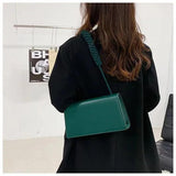 Braided Strap Crossbody Shoulder Bag PU Leather Flap Handbag
