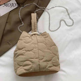 Flower Quilted Tote Bag Chain Bucket Casual Lightweight