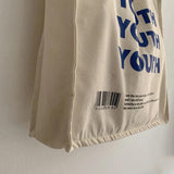 ELVASEK Canvas Shopping Bag Letters Print Cotton Shoulder Women Eco H