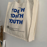 ELVASEK Canvas Shopping Bag Letters Print Cotton Shoulder Women Eco H