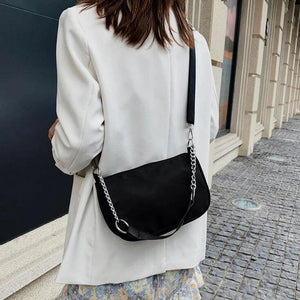 Oxford Crossbody Shoulder Bag with Chain Strap for Women