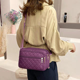 Canvas Checker Crossbody Bag Large Capacity Purse Handbags