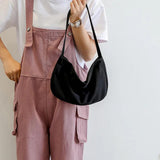 Solid Canvas Handbags Retro Casual Shoulder Bag Mini Storage Bag