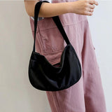 Solid Canvas Handbags Retro Casual Shoulder Bag Mini Storage Bag