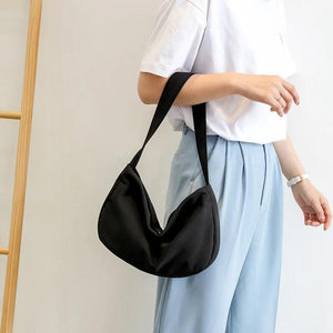 Solid Canvas Handbags Retro Casual Shoulder Bag Mini Storage Bag