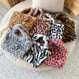 Winter Leopard Fur Handbags Women Bags Party Shoulder Bags