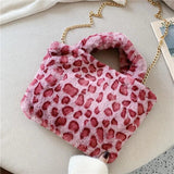 Winter Leopard Fur Handbags Women Bags Party Shoulder Bags