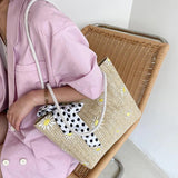 Straw Braided Silk Scarf Handbag