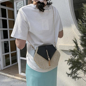 Straw Shoulder Bag Crossbody Tassel Handbag Purse