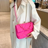 Winter Cotton Padded Quilted Handbag Women Chain Rhombic Pattern Feather Down Ba
