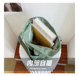 Corduroy Shopping Bag Canvas Shoulder Handbag Totes Outside Pocket