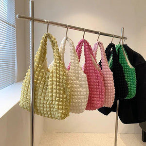 Pleated Shoulder Bag Female Large Capacity Tote Bag Cloud