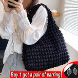 Pleated Shoulder Bag Female Large Capacity Tote Bag Cloud