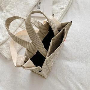 Corduroy Ladies Shoulder Bag Solid Buckle Messenger Bag