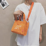 Corduroy Ladies Shoulder Bag Solid Buckle Messenger Bag