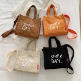 Corduroy Ladies Shoulder Bag Solid Buckle Messenger Bag