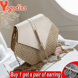 Summer Hexagon Rattan Straw Shoulder Bag Crossbody Bag