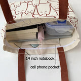 Cat Tote Bag with Zipper Japanese Style Cartoon Shoulder Bags
