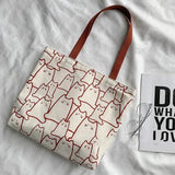 Cat Tote Bag with Zipper Japanese Style Cartoon Shoulder Bags