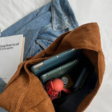 Corduroy Bag Solid Canvas Female Shoulder Tote Bags Women Casual Handbag