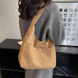 Corduroy Bag Solid Canvas Female Shoulder Tote Bags Women Casual Handbag