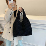 Cloud Bubble Flower Shoulder Bag Soft Plaid Shopping Handbag