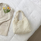 Cloud Bubble Flower Shoulder Bag Soft Plaid Shopping Handbag
