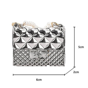 Metal Crossbody Beaded Chain Shoulder Handbag