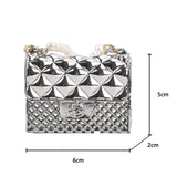 Metal Crossbody Beaded Chain Shoulder Handbag