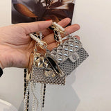 Metal Crossbody Beaded Chain Shoulder Handbag