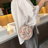 Round Women Messenger Bag Woolen Bohemia Chain Bag