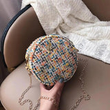 Round Women Messenger Bag Woolen Bohemia Chain Bag