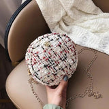 Round Women Messenger Bag Woolen Bohemia Chain Bag