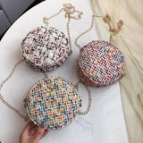 Round Women Messenger Bag Woolen Bohemia Chain Bag