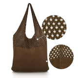 Women Knitted Shoulder Bag Hollow Out Top High Capacity Shopping