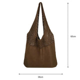 Women Knitted Shoulder Bag Hollow Out Top High Capacity Shopping