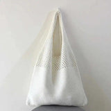 Women Knitted Shoulder Bag Hollow Out Top High Capacity Shopping