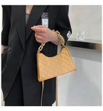 Check Pattern Chain Shoulder Bag PU Leather Zipper Underarm Bag