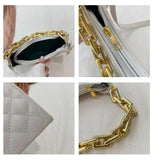 Check Pattern Chain Shoulder Bag PU Leather Zipper Underarm Bag