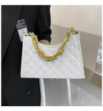 Check Pattern Chain Shoulder Bag PU Leather Zipper Underarm Bag