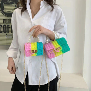 Mini Square Silicone Handbag Chain Messenger Bag Small B305