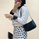 Women's PU Leather Shoulder Bag Solid Handbag Casual Underarm Tote